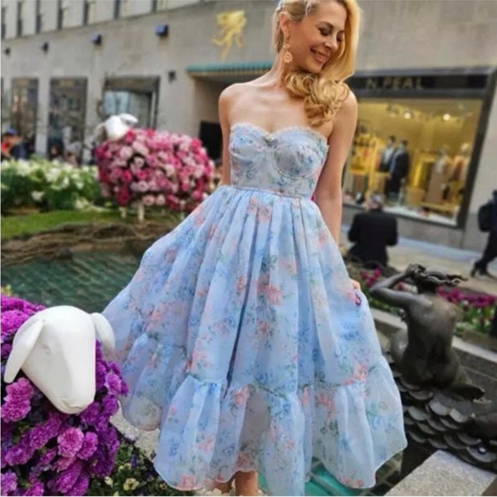 Selkie French Corset Puff Midi Dress - Picture 3 of 9